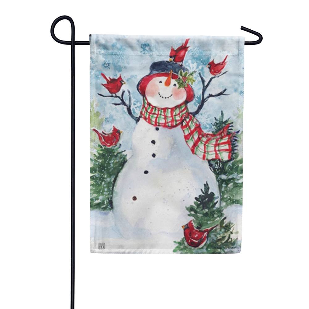 Snowman Cardinal Friends Garden Flag