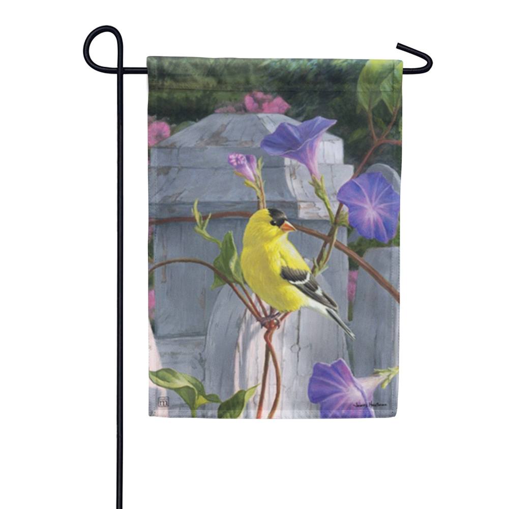 Finch and Flowers Garden Flag