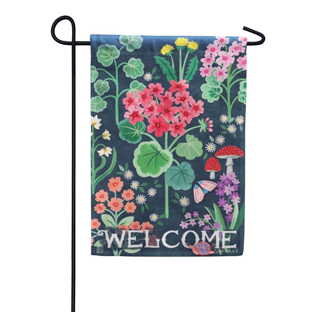 Geranium Welcome Florals Garden Flag