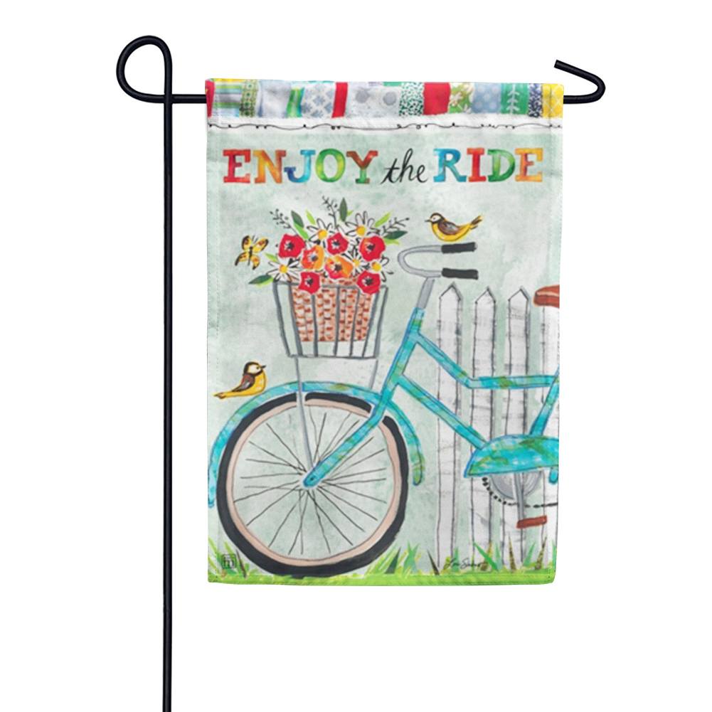 Enjoy the Ride Floral Bicycle Garden Flag