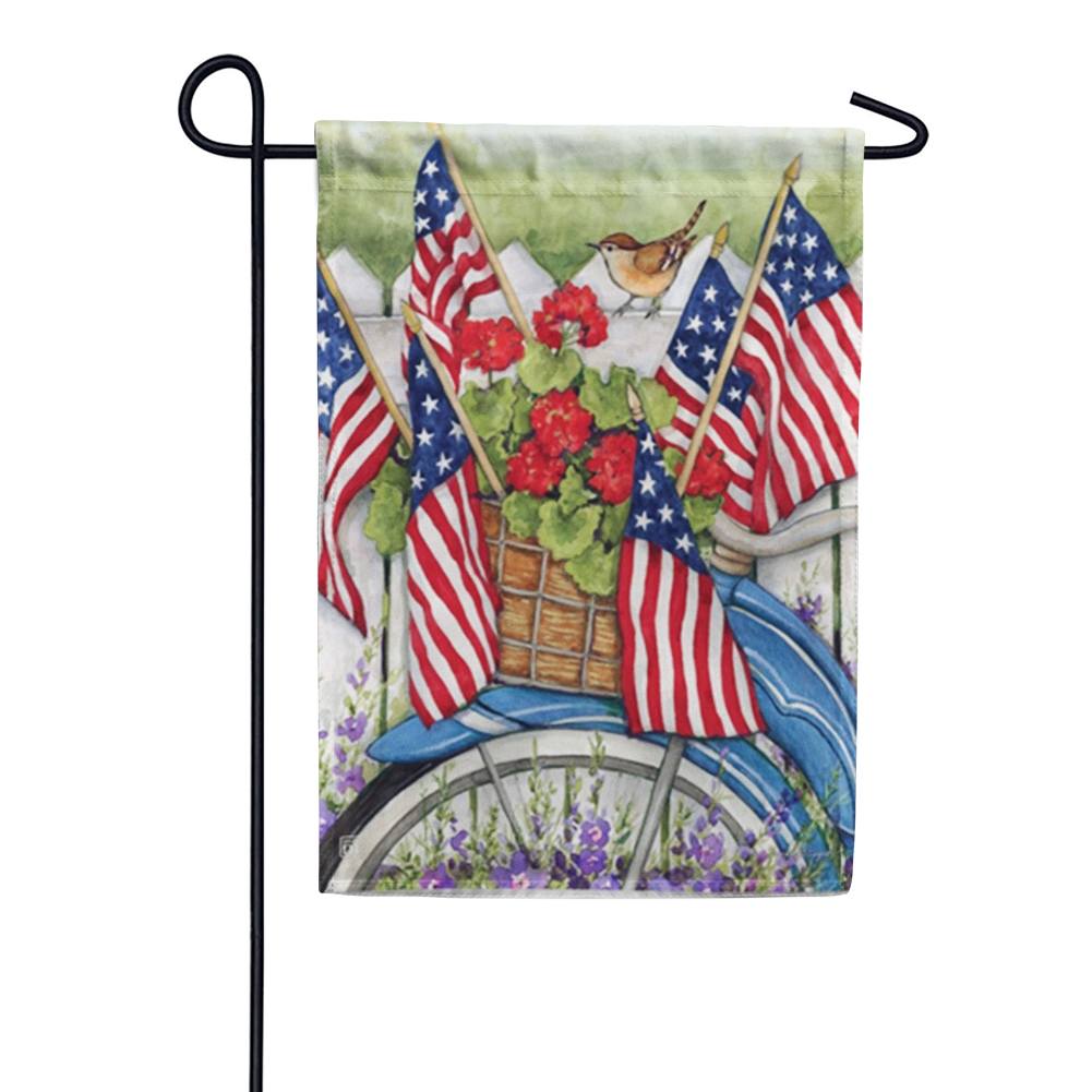 Red, White, and Blue Bike Garden Flag