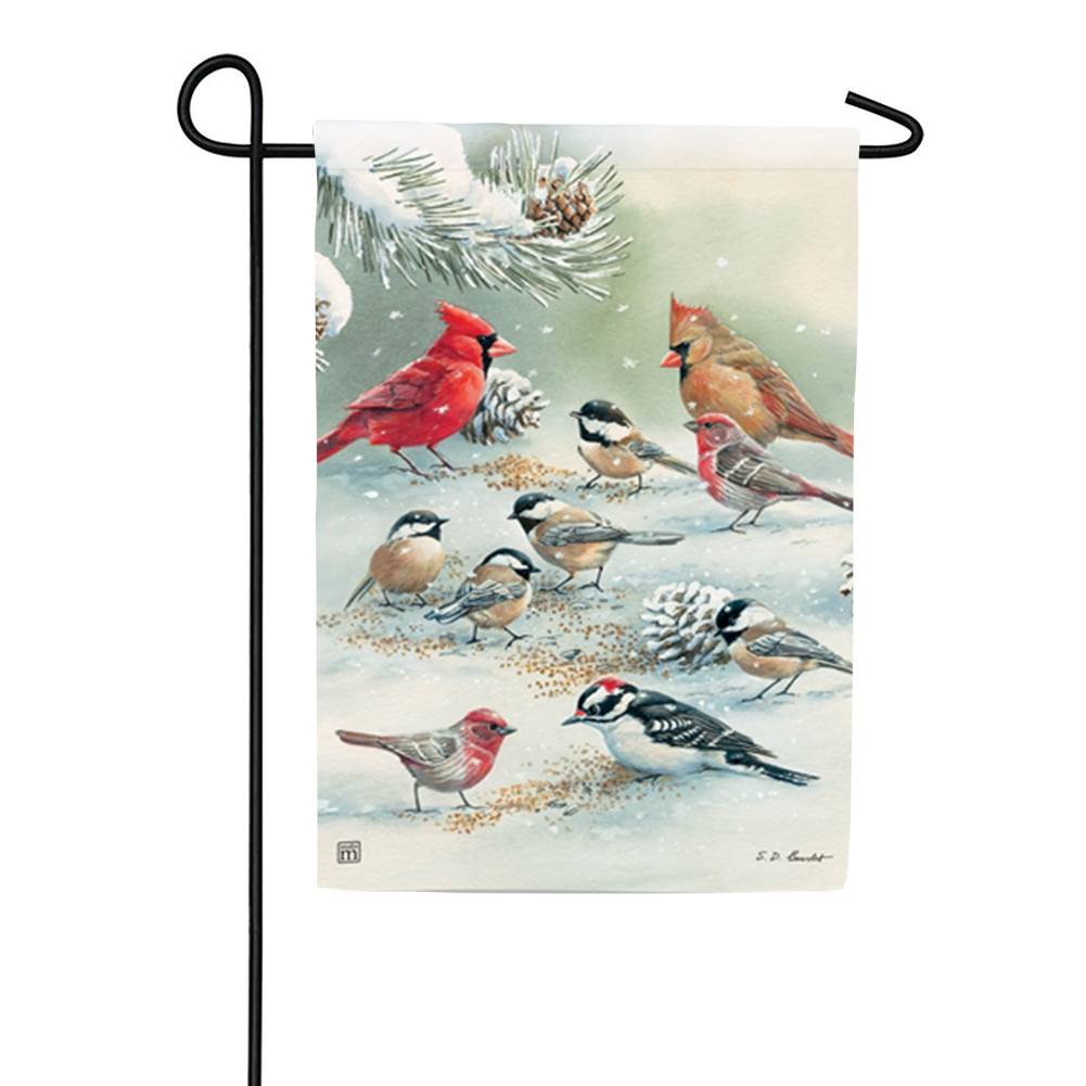 Winter Bird Feeding Garden Flag