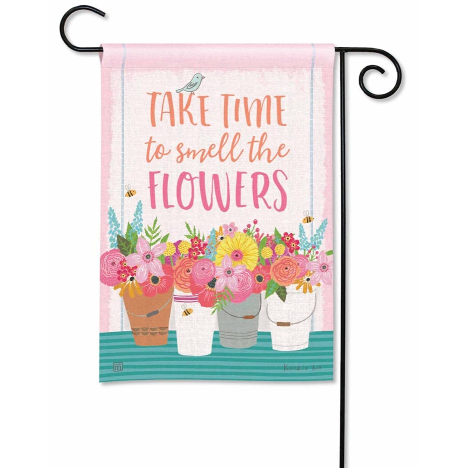 Smell the Flowers Garden Flag