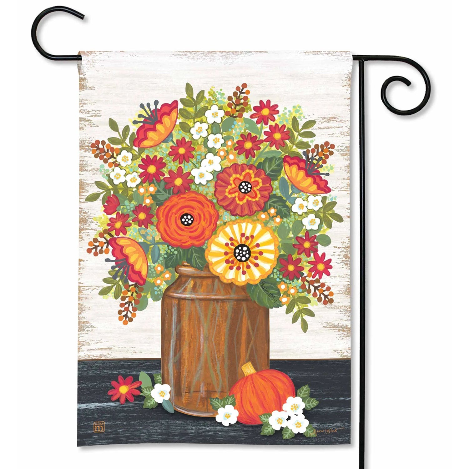 Rustic Fall Flowers Garden Flag