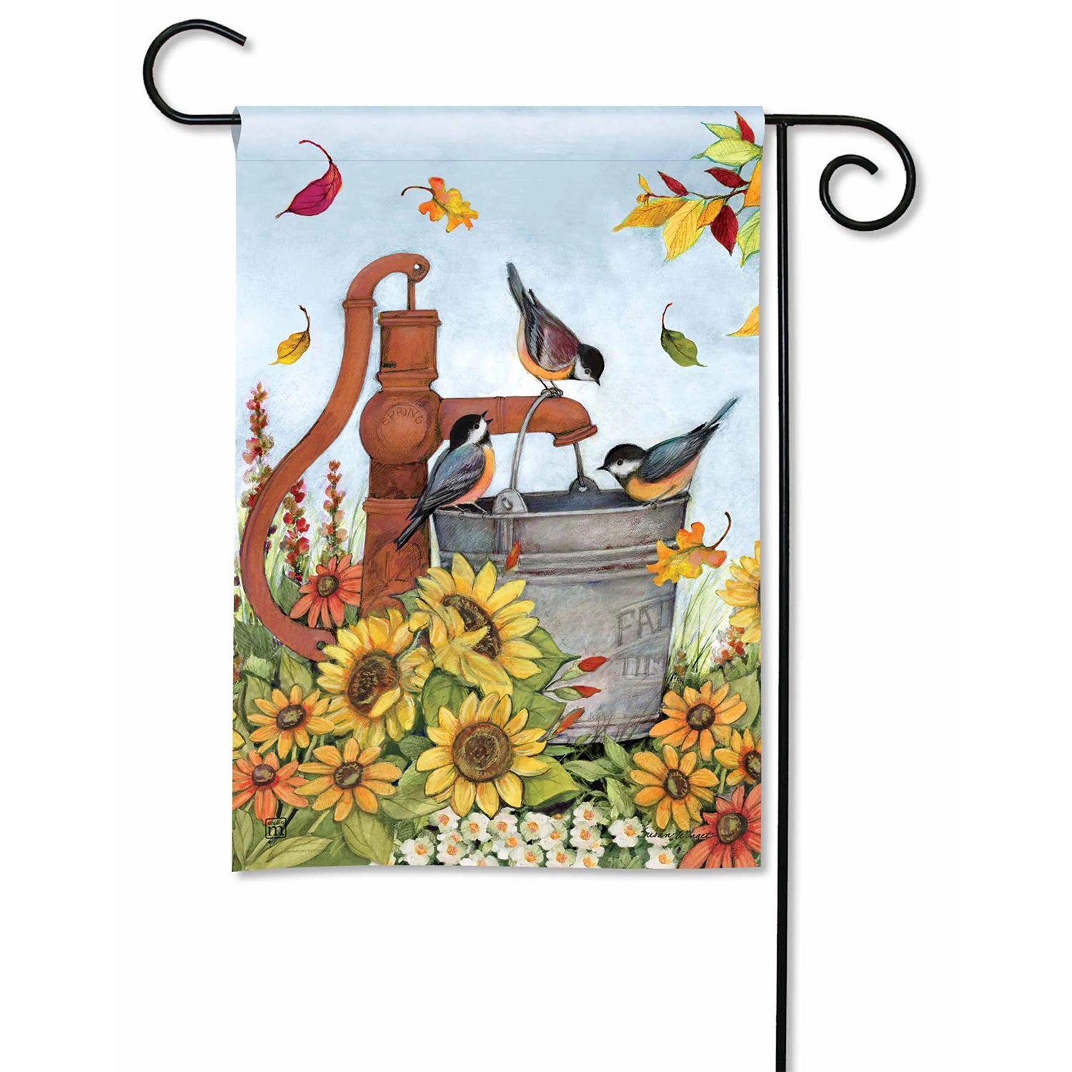 Water Bucket Birds Garden Flag