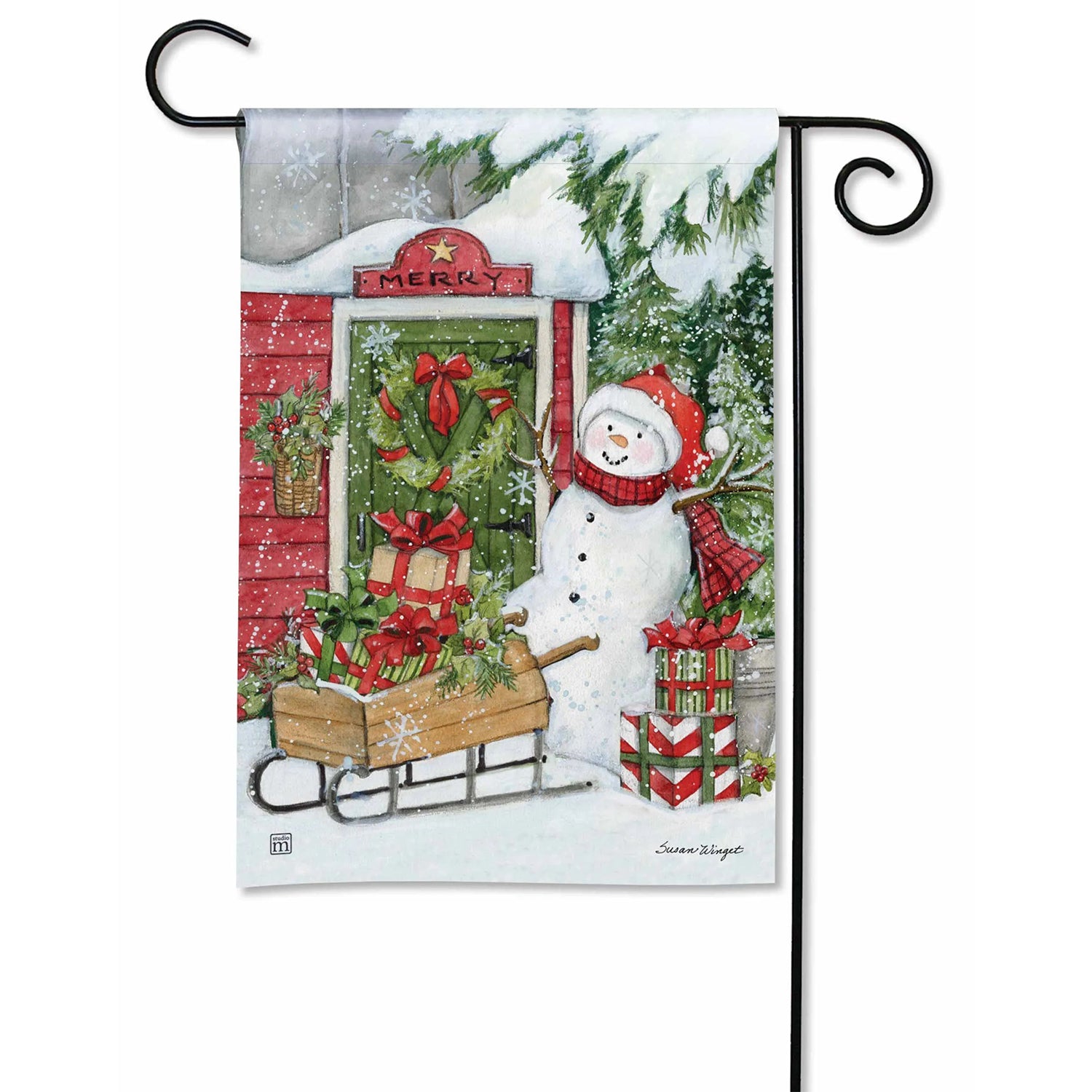 Snowman Special Delivery Garden Flag