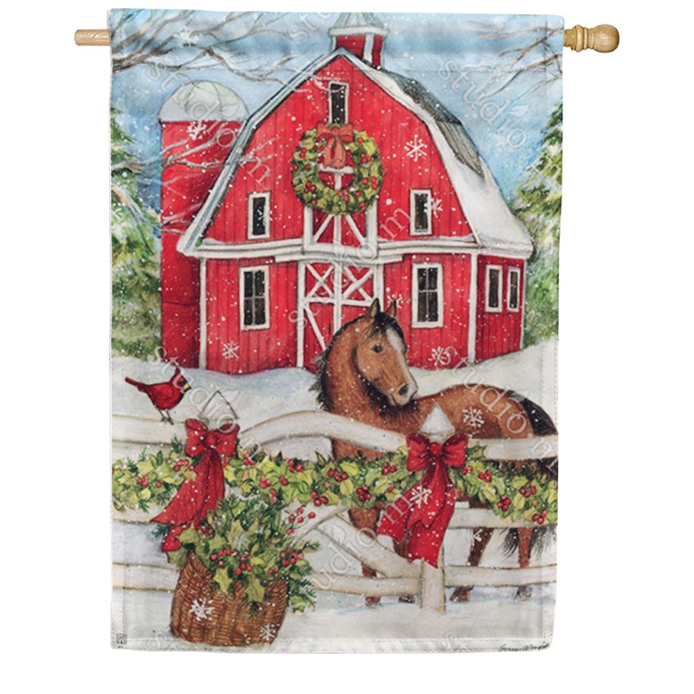 Christmas on the Farm House Flag