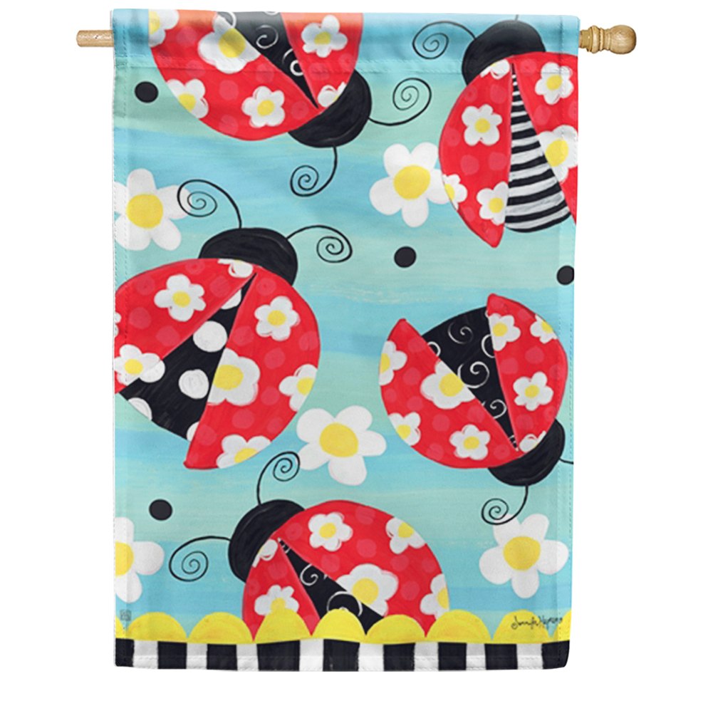 Folk Ladybugs House Flag