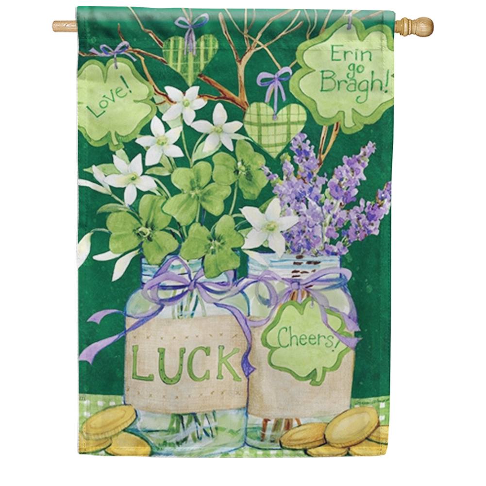 Lucky Shamrocks Mason Jar House Flag