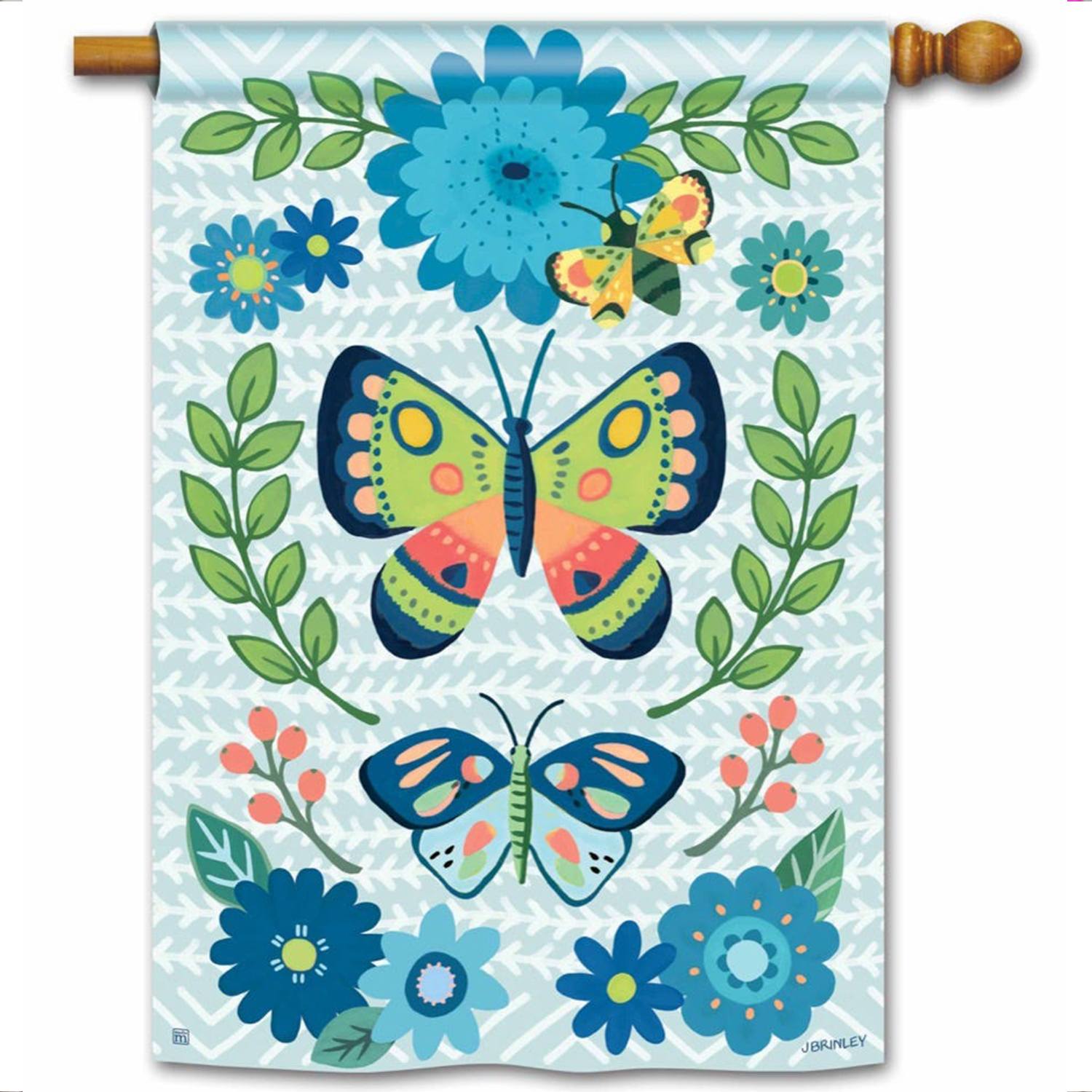 Spring Wings Floral House Flag