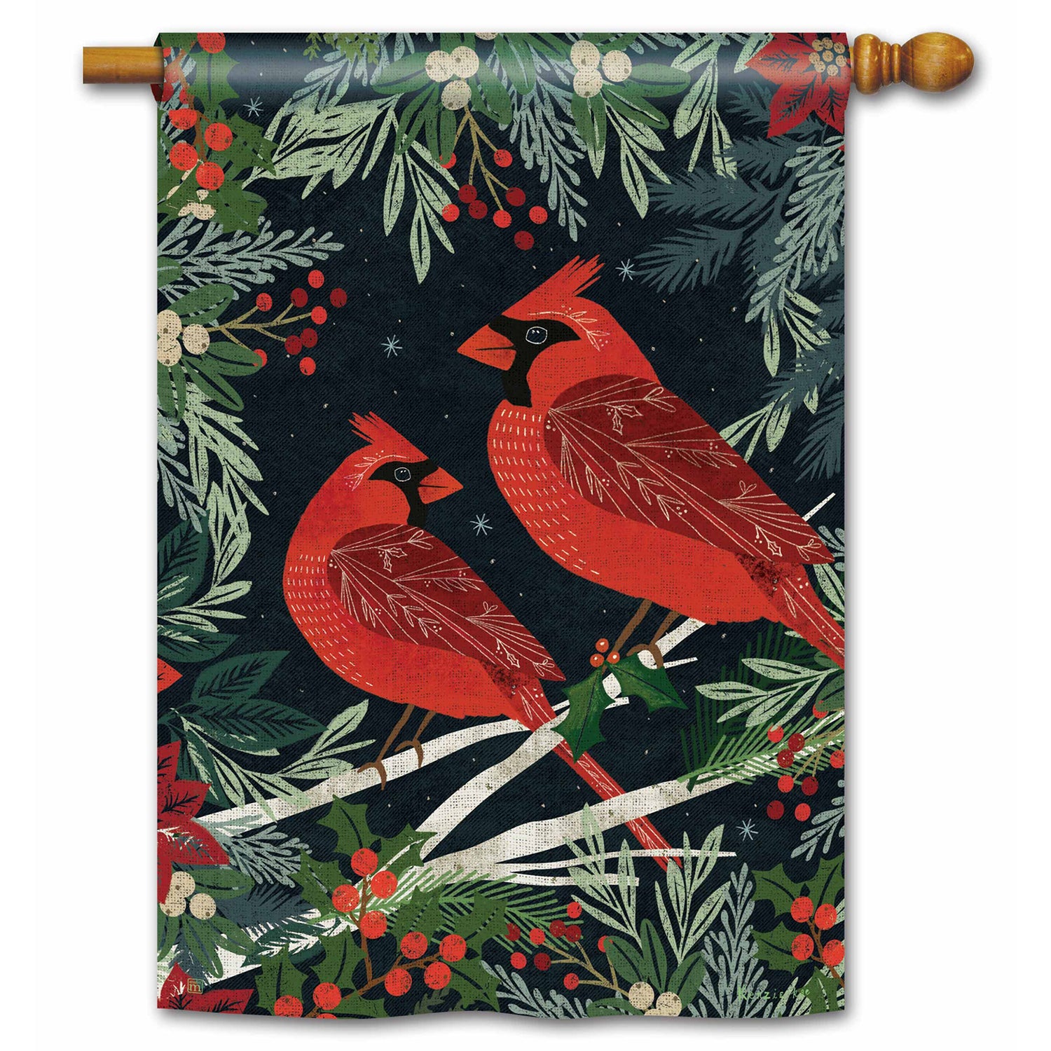 Magnet Works Cardinals and Berries House Flag