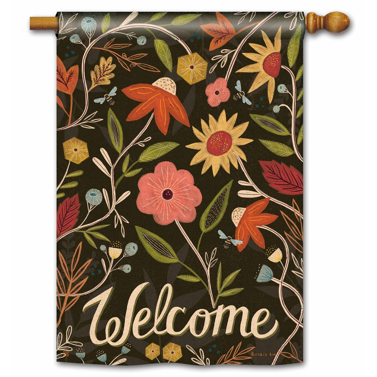 Gather and Be Grateful Floral House Flag