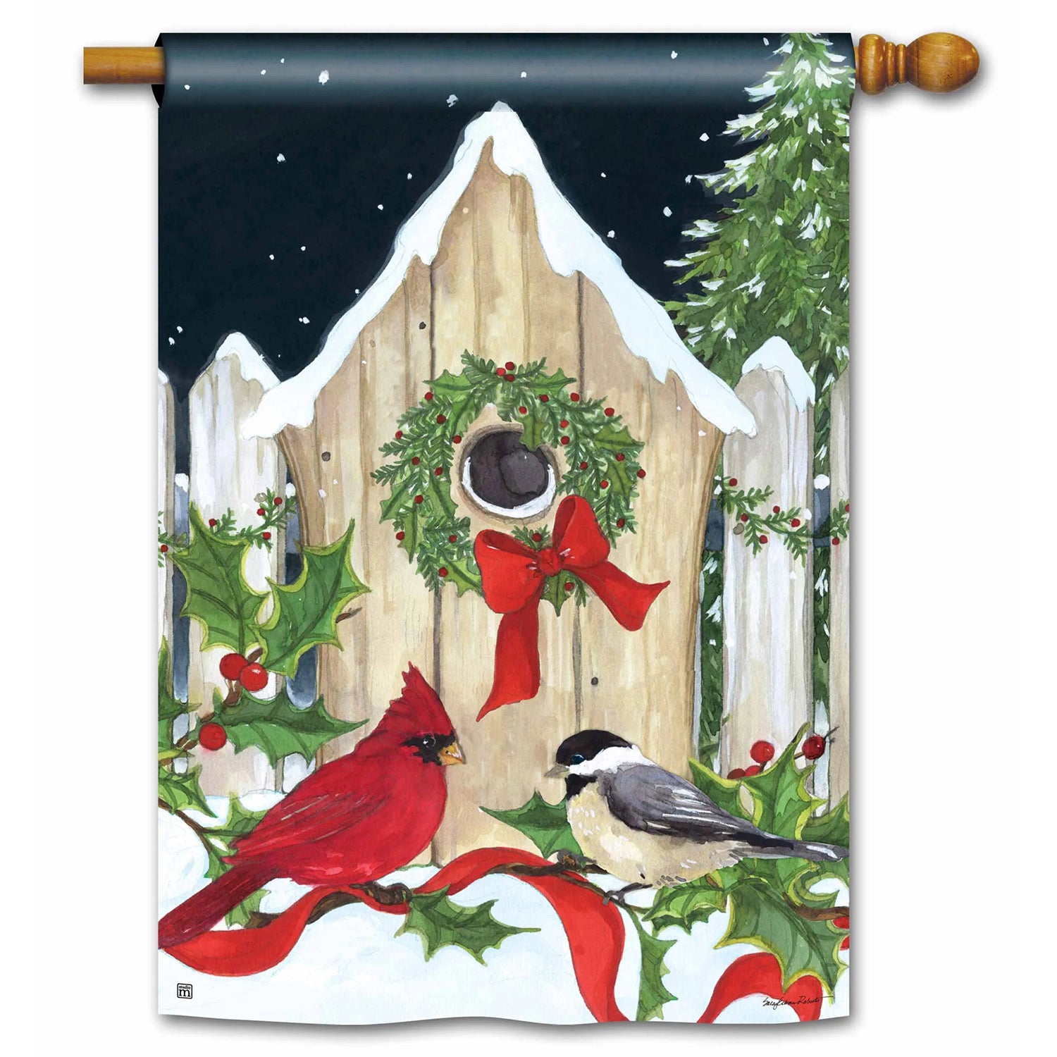 Magnet Works Christmas Cottage House Flag