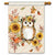 Autumn Owl Floral House Flag