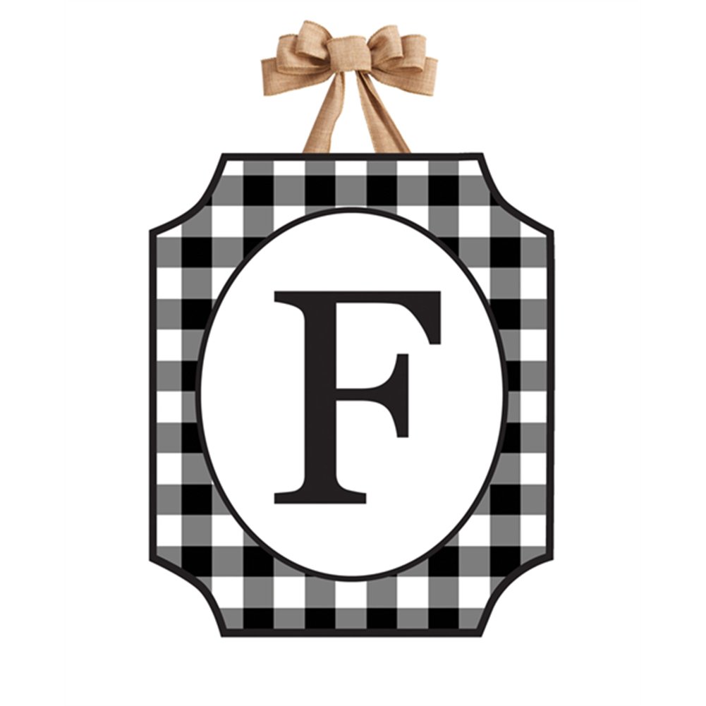Black And White Checkered Monogram Door D��cor