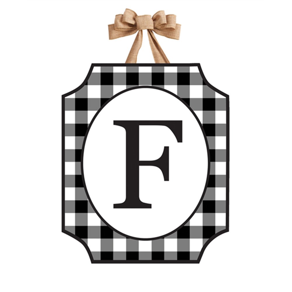 Black And White Checkered Monogram Door Décor