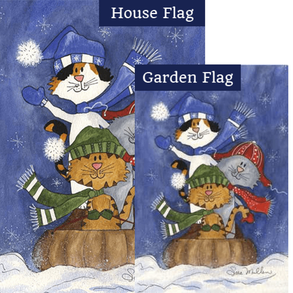 Sledding Friends Illuminated Flags Set (2 Pieces)