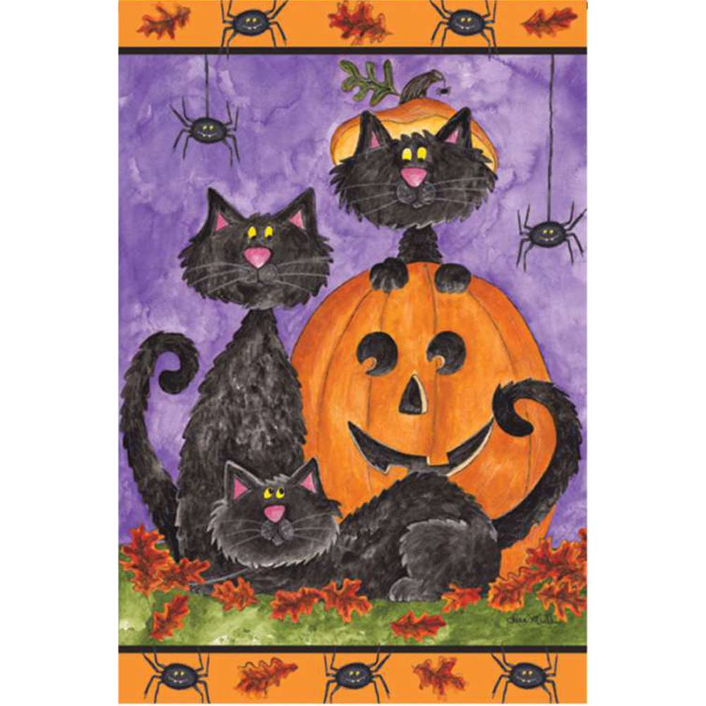 Three Black Cats Brilliance Garden Flag