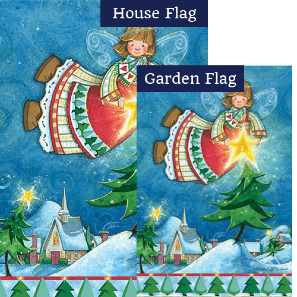Happy Christmas Angel Illuminated Flags Set (2 Pieces)