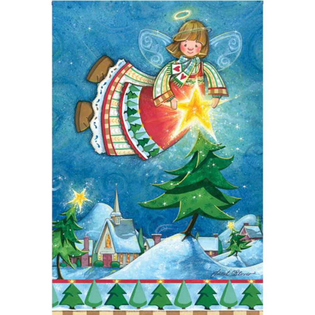 Happy Christmas Angel Illuminated Garden Flag