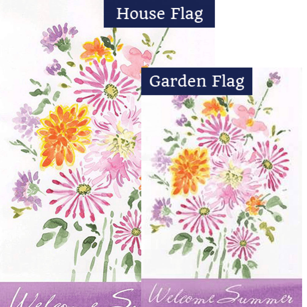 Summer Bouquet Welcome PremierSoft Double Sided Flags Set (2 Pieces)