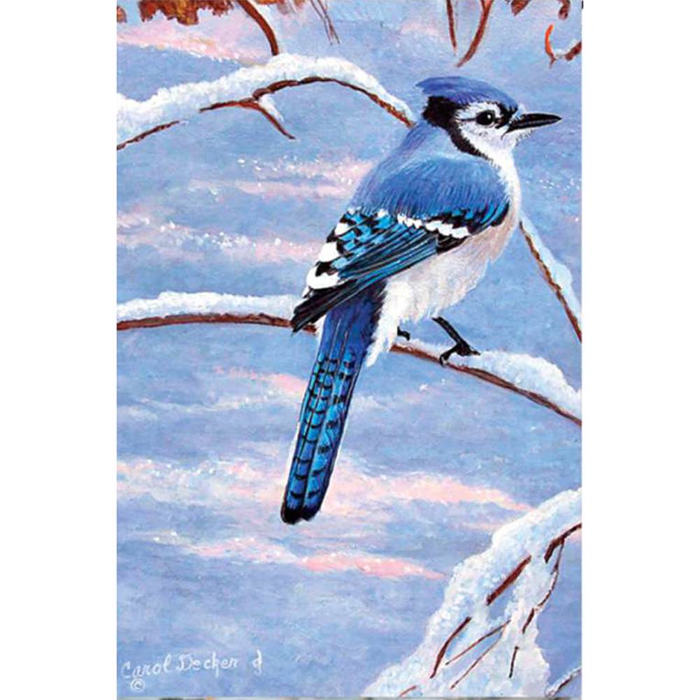 Winter Blue Jay Illuminated Garden Flag