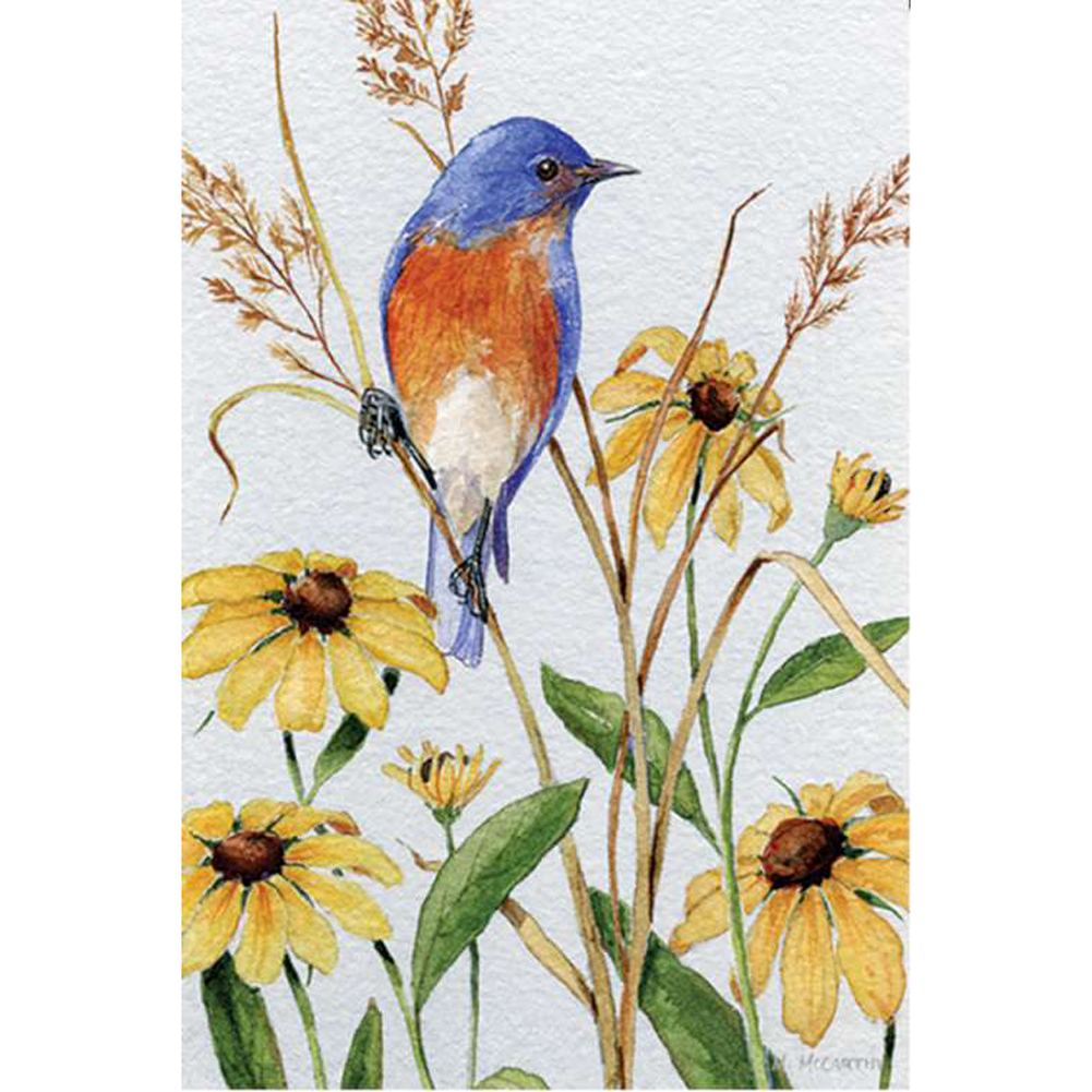 Bluebird and Susies Illuminated Garden Flag