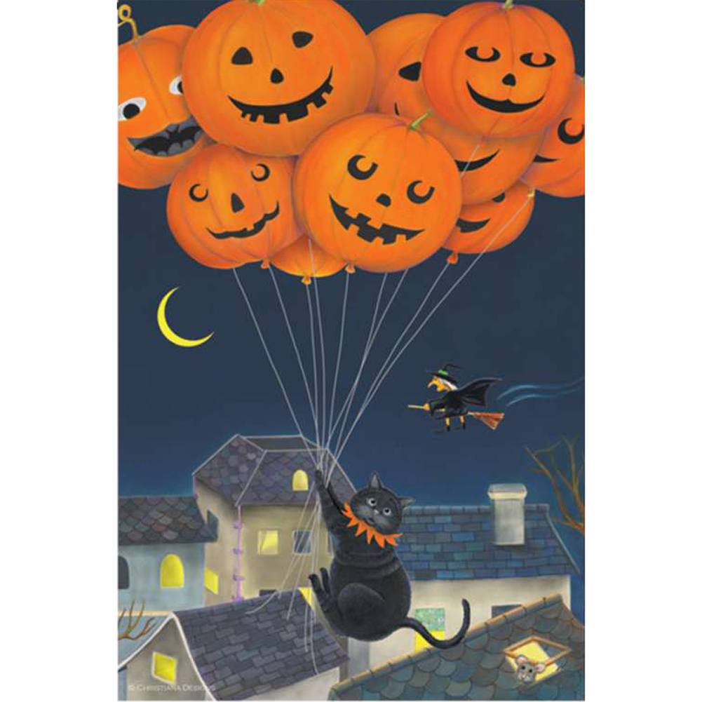 Black Cats With Balloons Illuminated Garden Flag