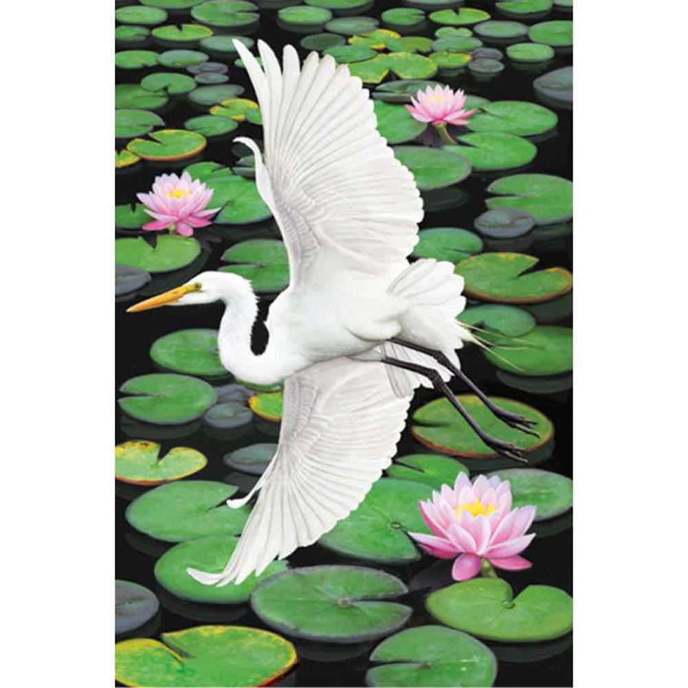 Egret Elegance Illuminated Garden Flag