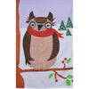 Winter Owl Double Appliqued House Flag