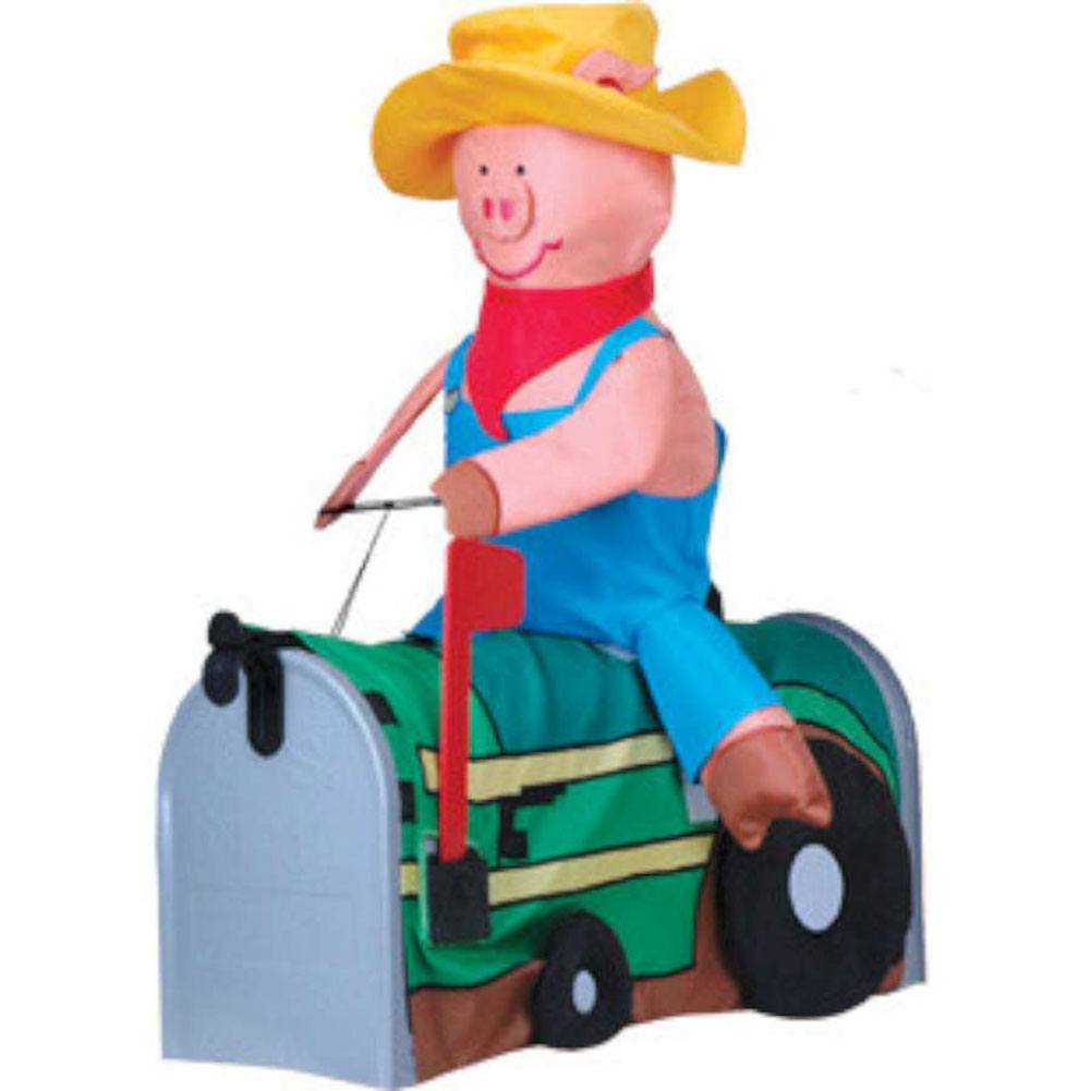 Pig on Tractor Mailbox Cover