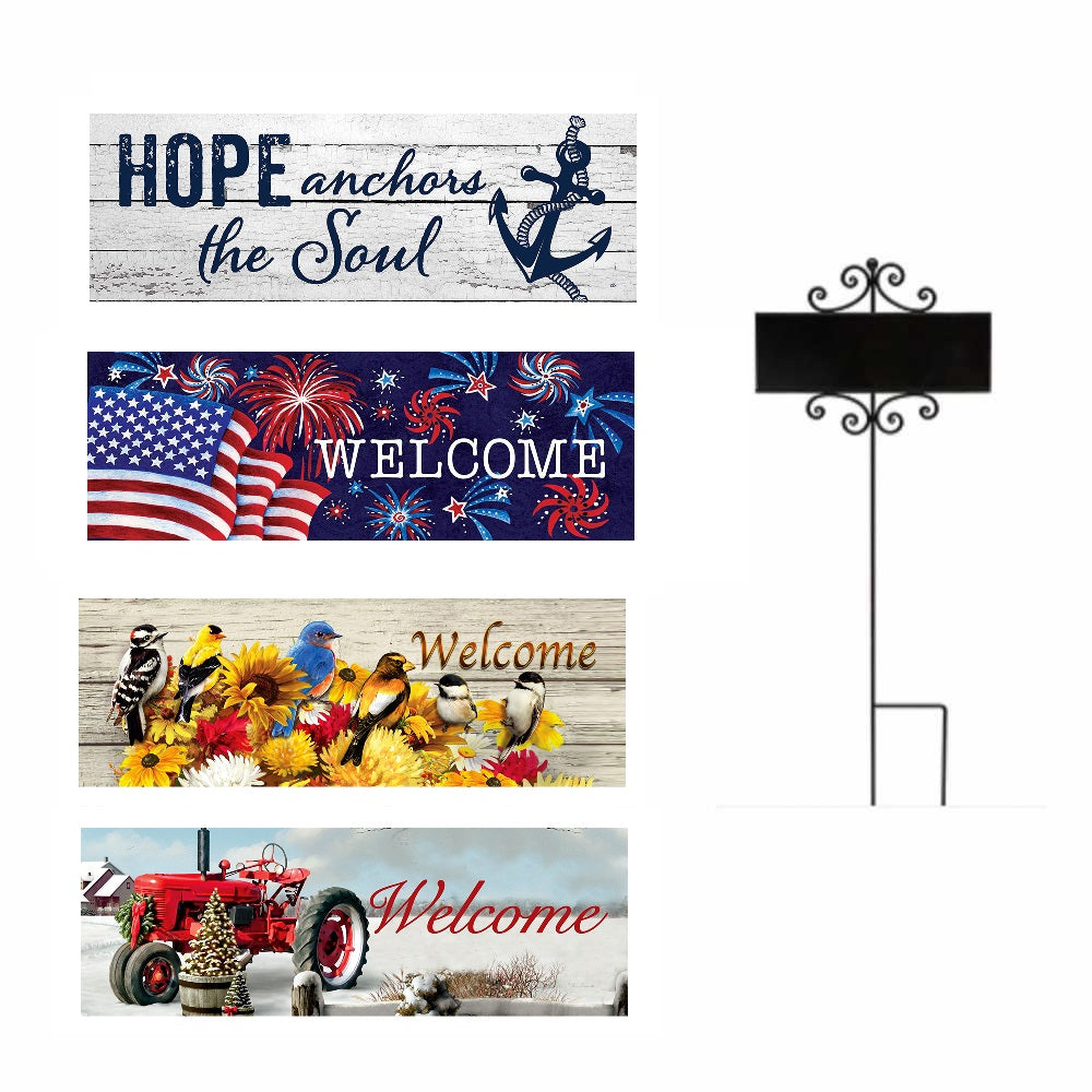 Custom Decor Set of 4 Signature Sign Inserts & One Stake