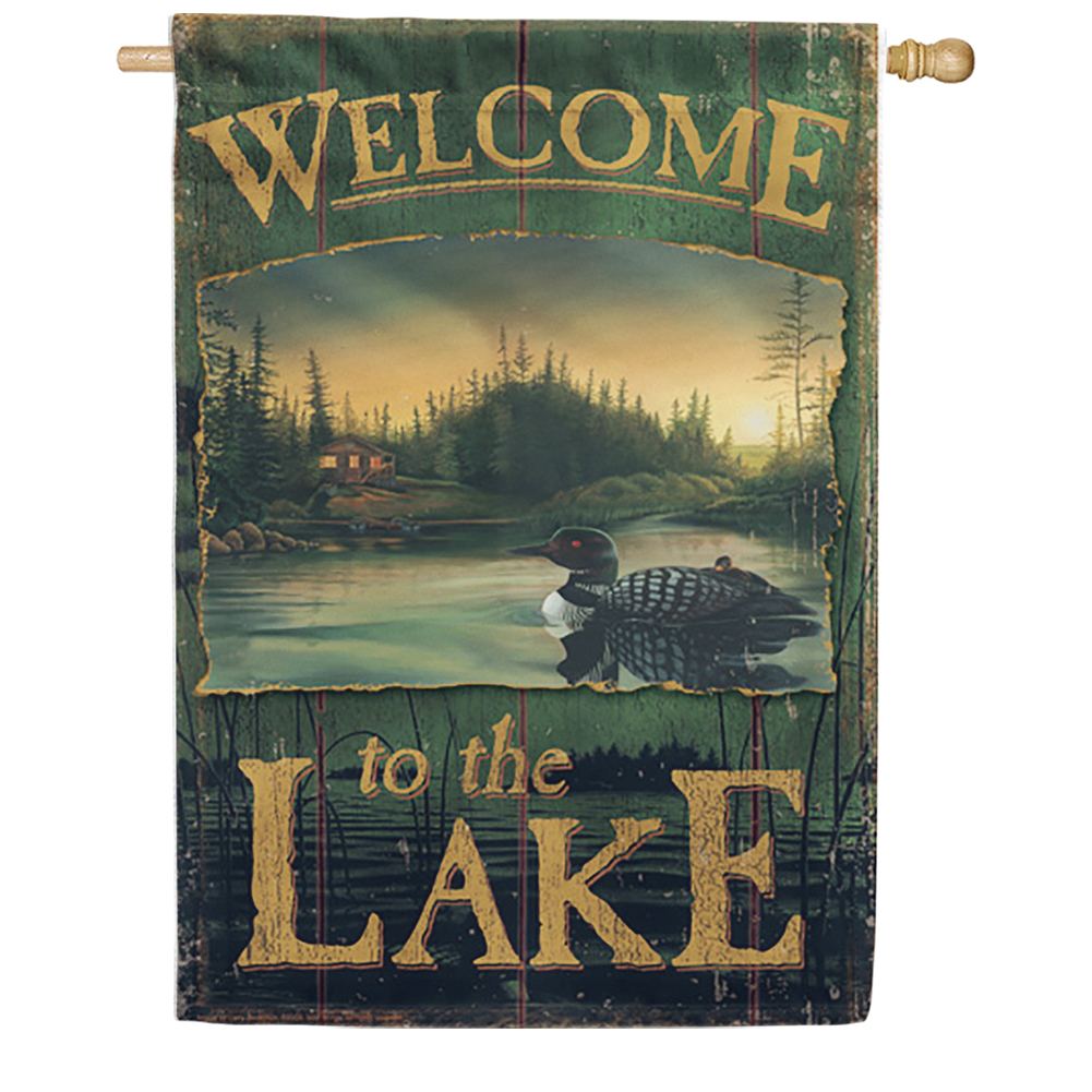 Loon Lake Welcome Decorative House Flag