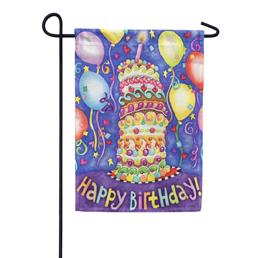 Happy Birthday Cake Balloons Garden Flag
