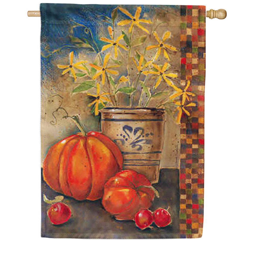 Fall Crock and Pumpkins House Flag