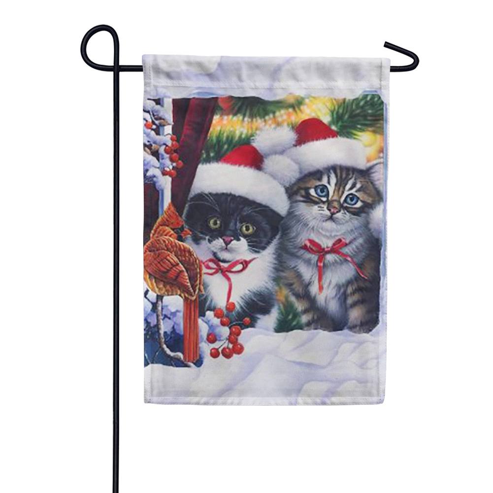 Kittens in Window Garden Flag