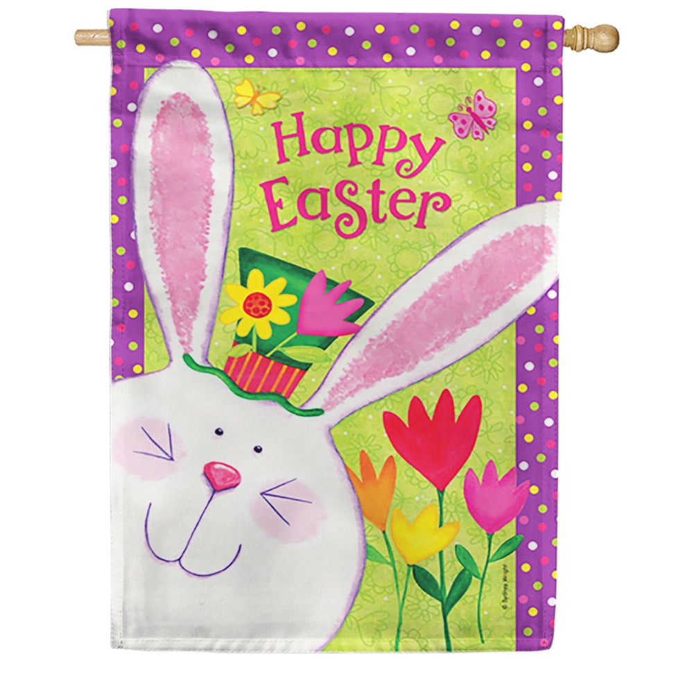 Happy Easter Cute Bunny House Flag