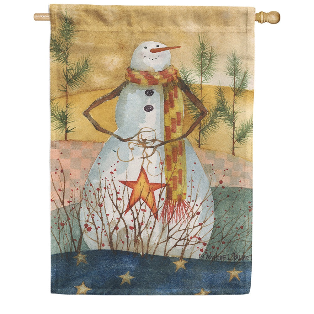 Americana Snowman House Flag