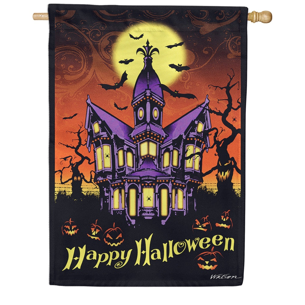 Toland Halloween Manor House Flag: Flagsrus.org
