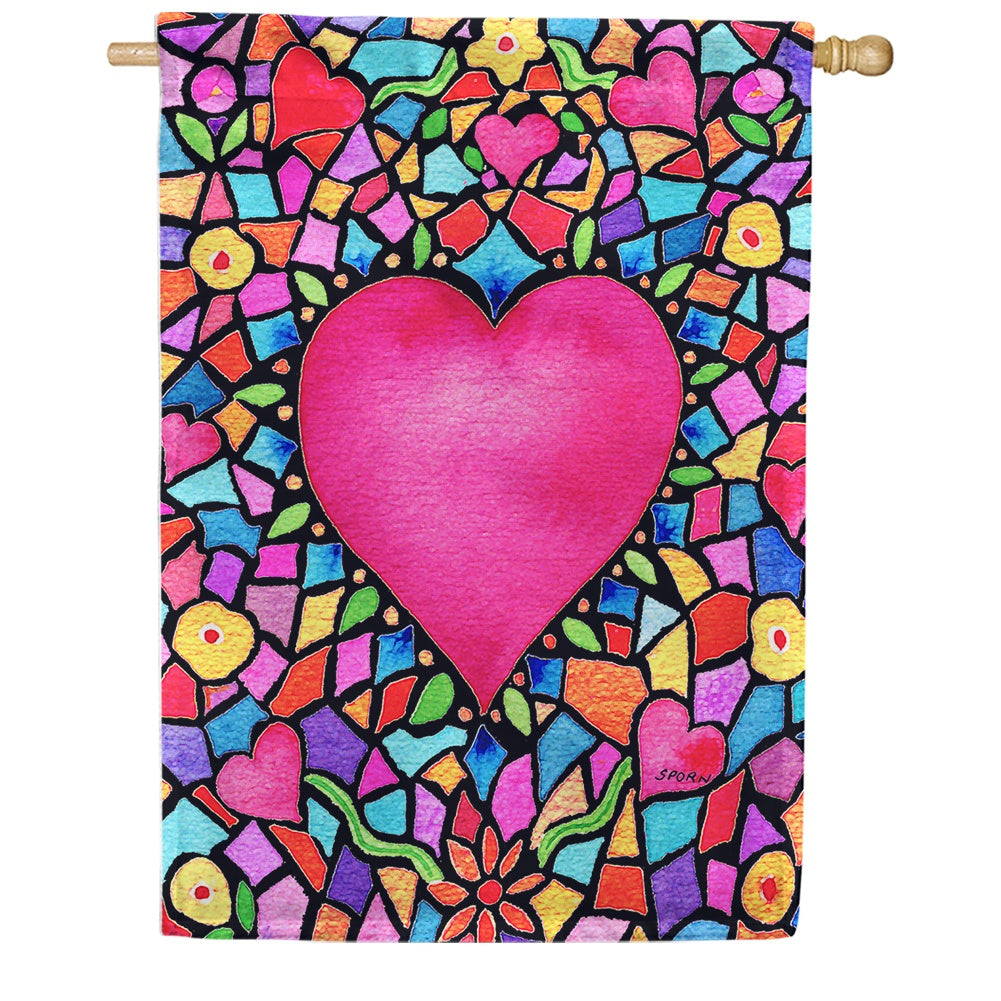 Kaleidoscope Heart House Flag