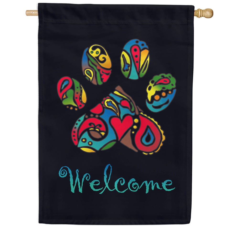 Wacky Welcome Paw House Flag