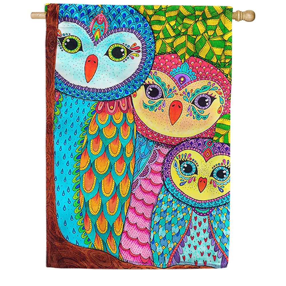 Owl Family Tree House Flag