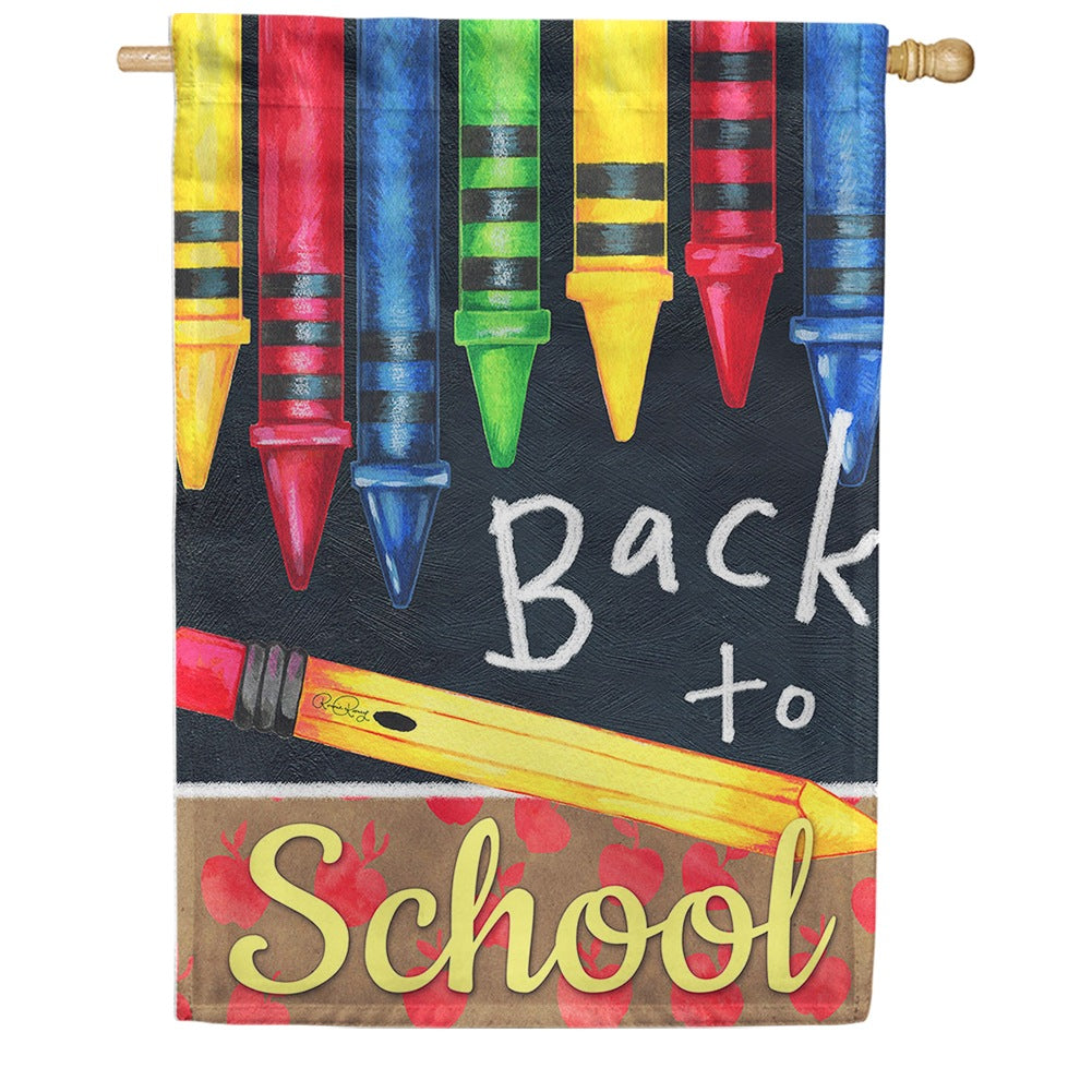 Back to School Crayons House Flag