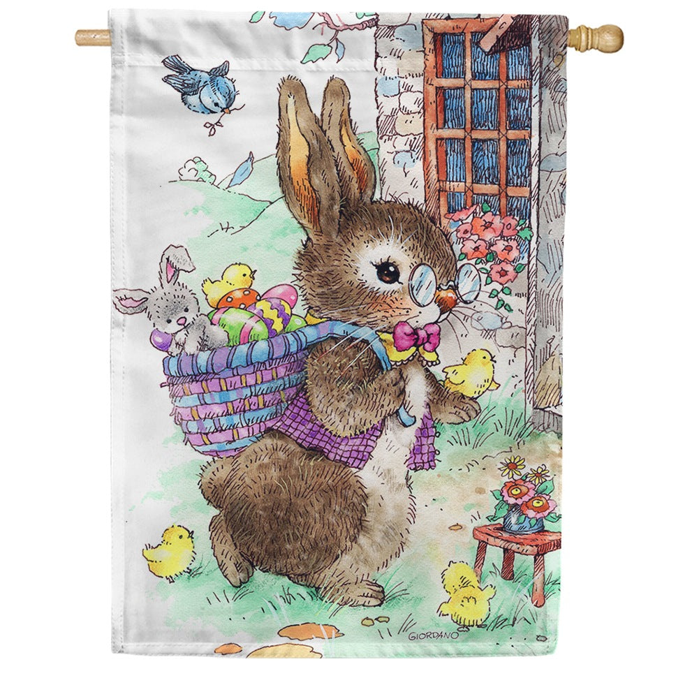 Vintage Easter Bunny House Flag