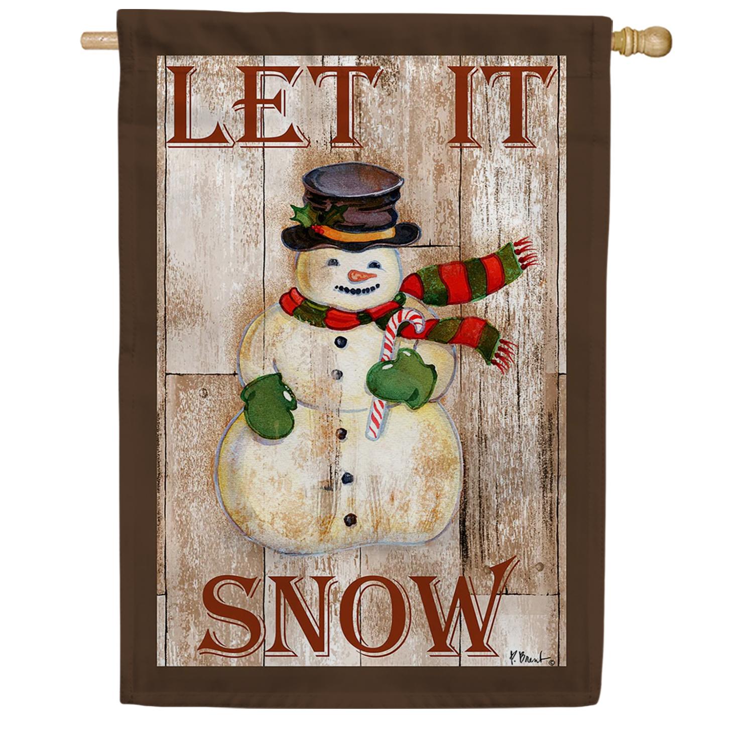 Rustic Snowman House Flag