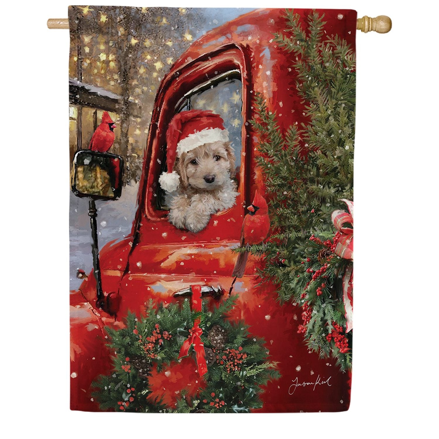 Toland Christmas Puppy House Flag