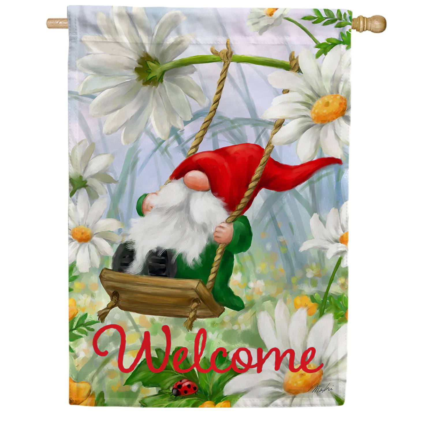 Welcome Swing Gnome House Flag