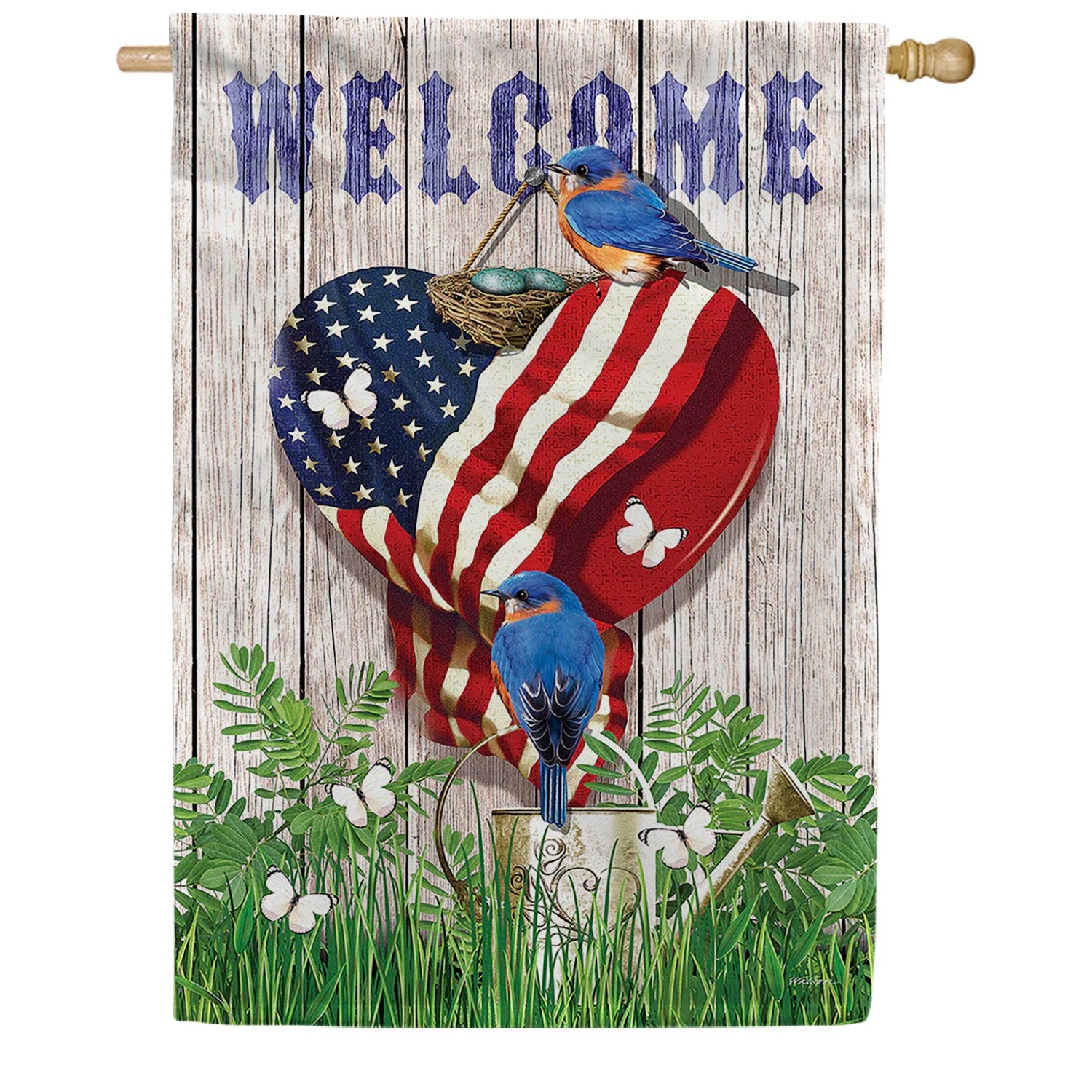 Bluebird Welcome House Flag