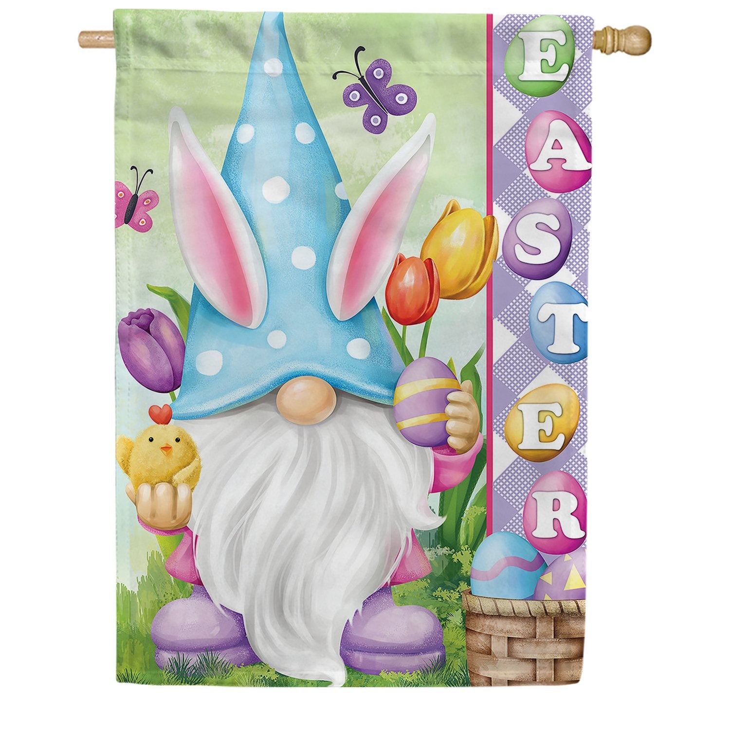 Bunny Gnome Egg Hunt House Flag