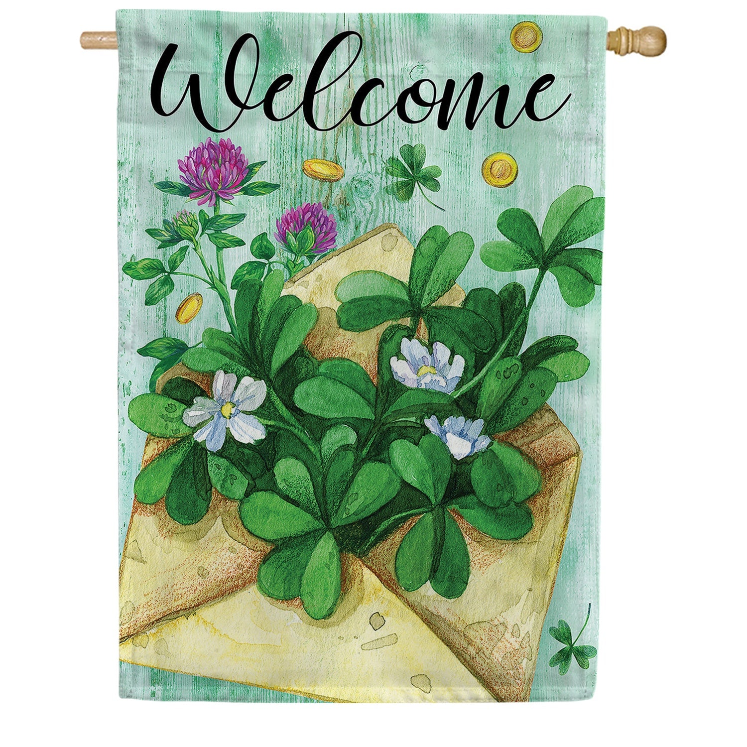 Lucky Clover Welcome House Flag